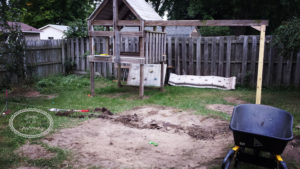 Playset Makeover Part 2: Building a Retaining Wall