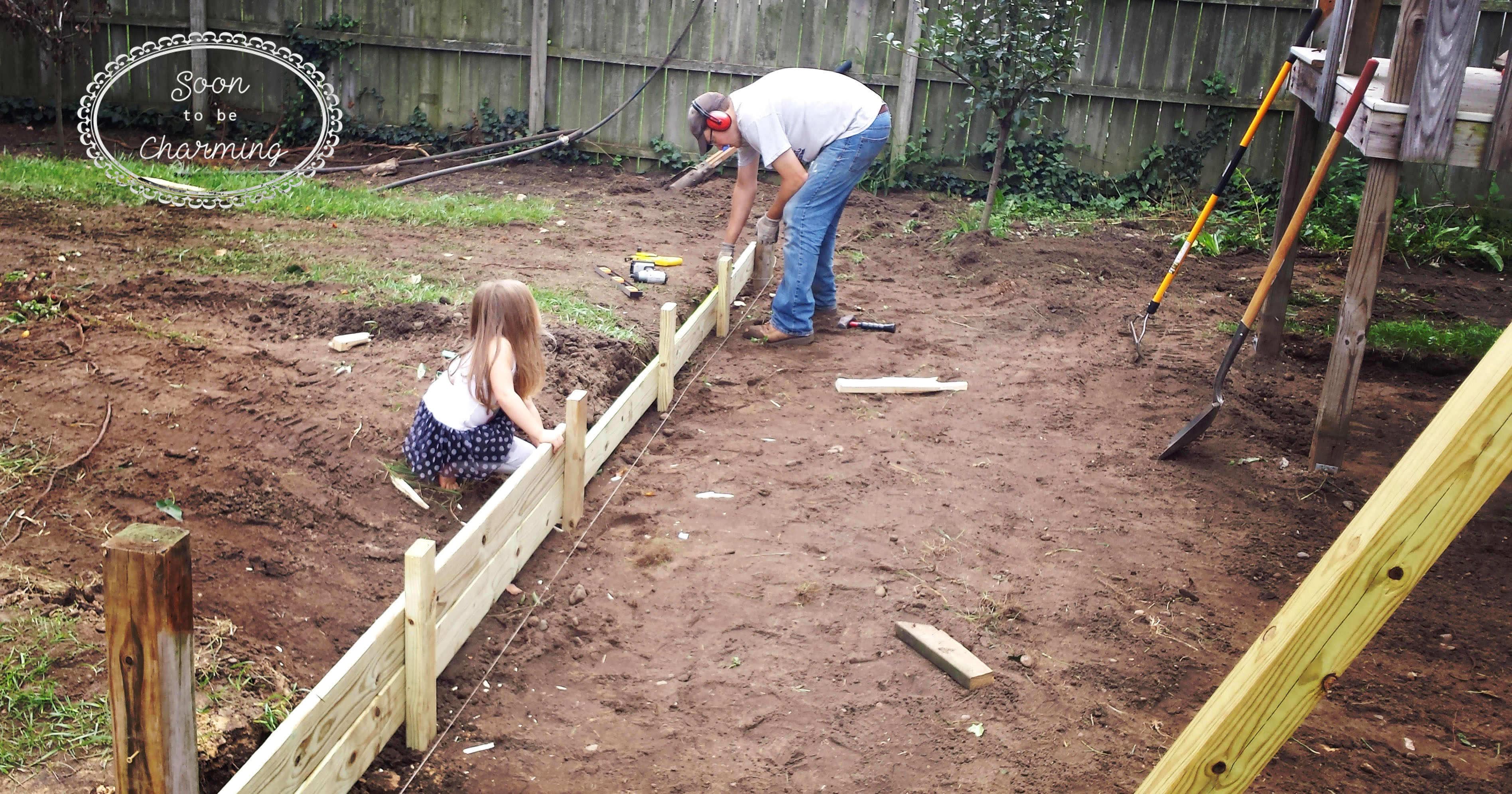 Playset Makeover Part 2: Building a Retaining Wall