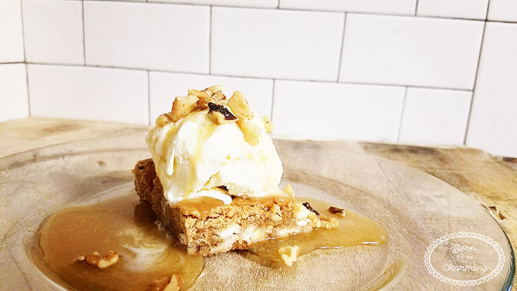 One taste and you'll fall in love with this Walnut Blondie with Maple Butter Syrup